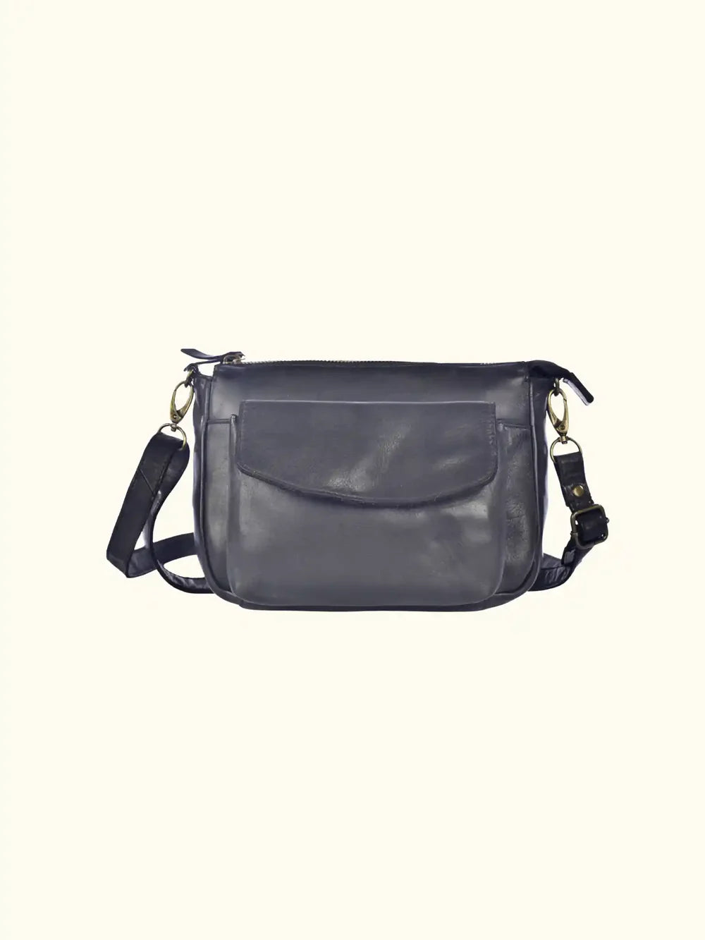 Dolcezza Washed Leather Crossbody - Black