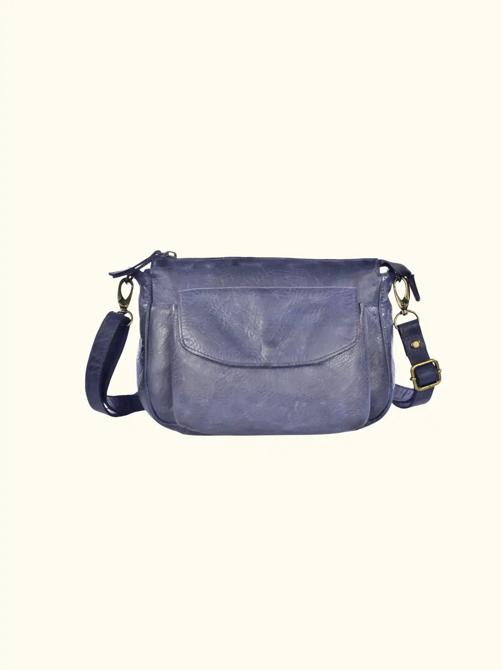Dolcezza Washed Leather Crossbody - Navy