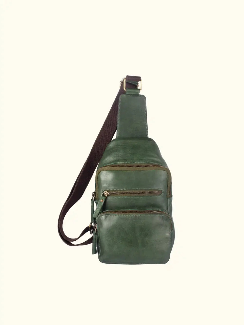 Martina Washed Leather Sling Backpack - Olive