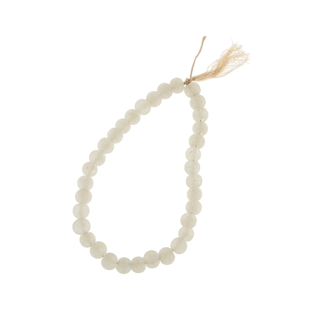 Frosted Glass Tassel Beads, White