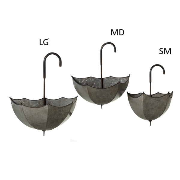 Galvanized Umbrella Wall Planter