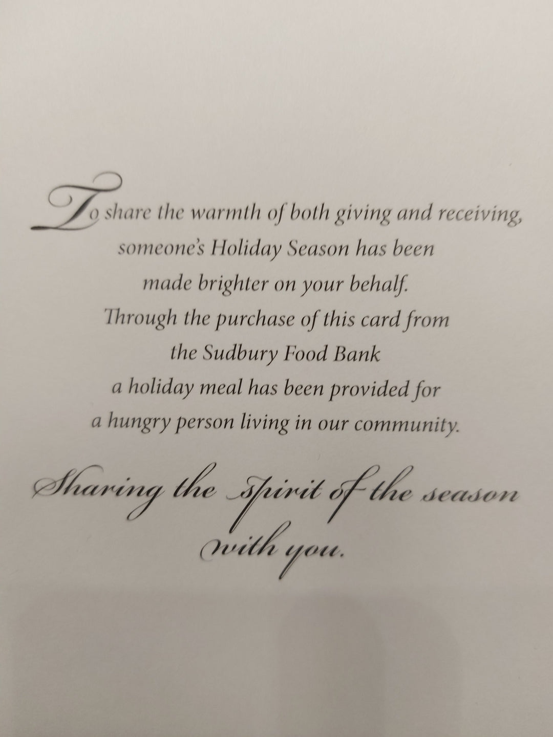 Sudbury Food Bank Christmas Card (English)