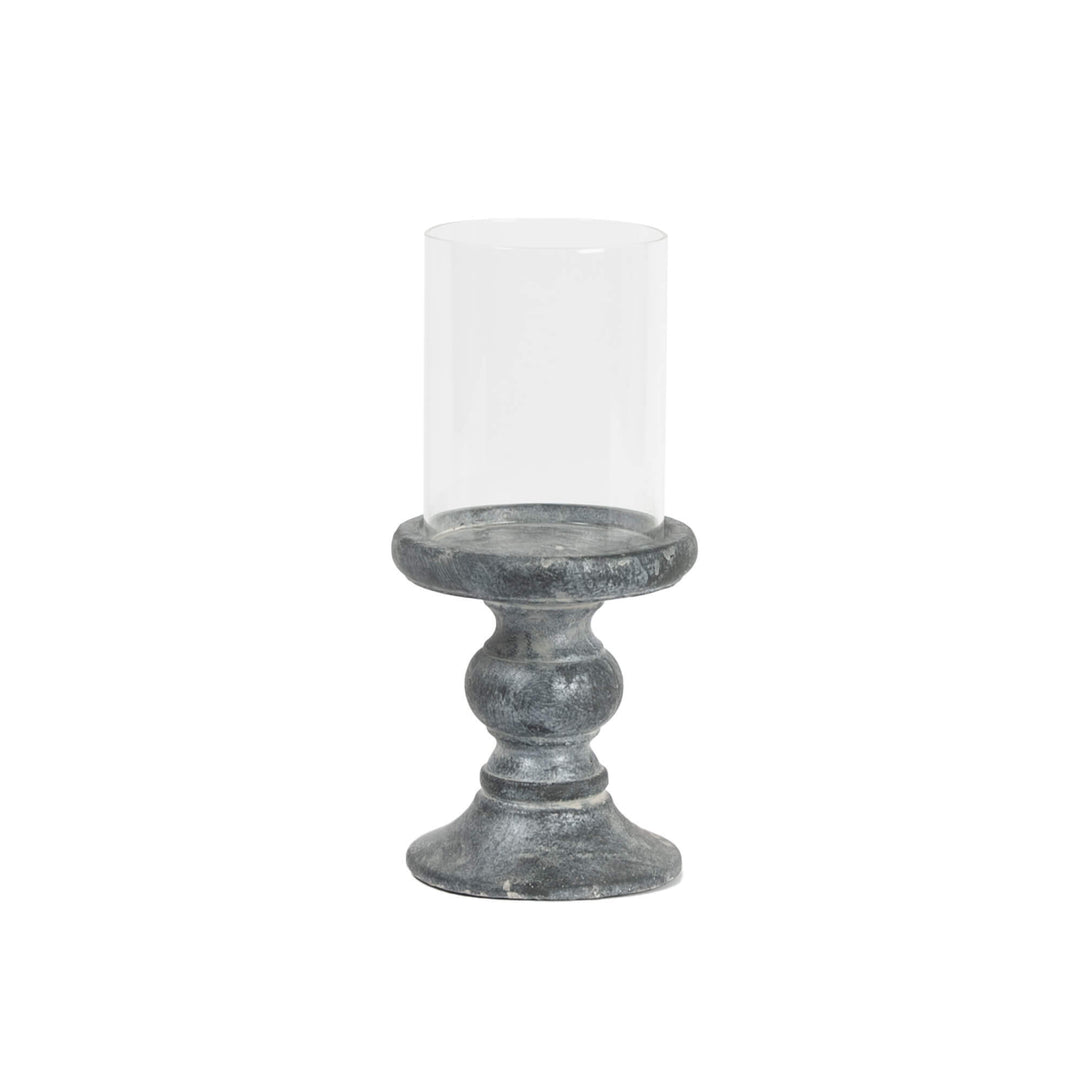 Hurricane Lantern on Distressed Black Base