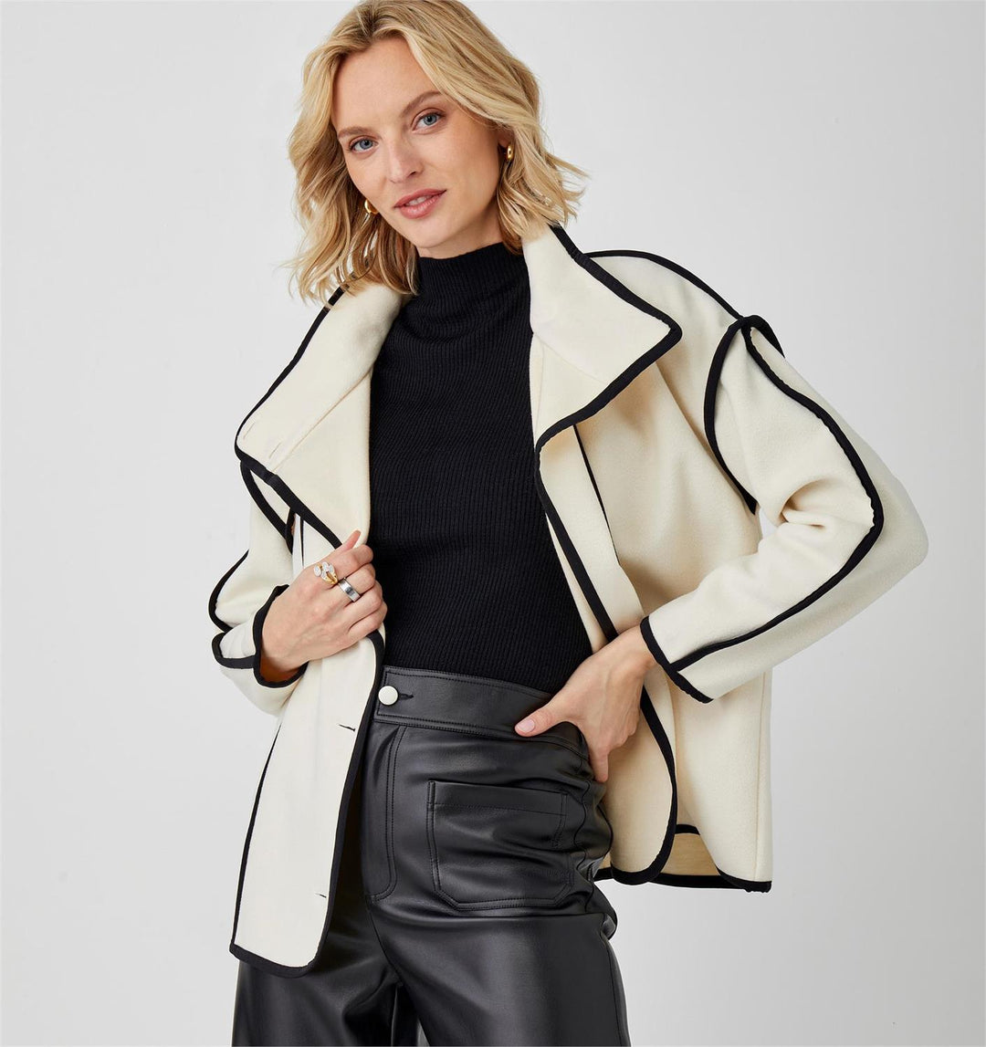 Contrast Trim Jacket, White