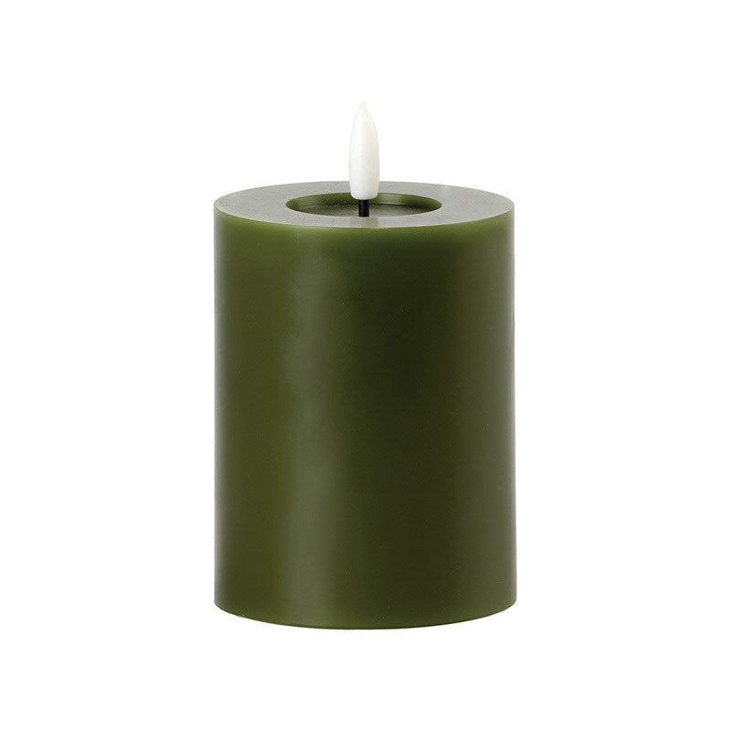 MOSS GREEN LED CANDLE 3x4 INCH