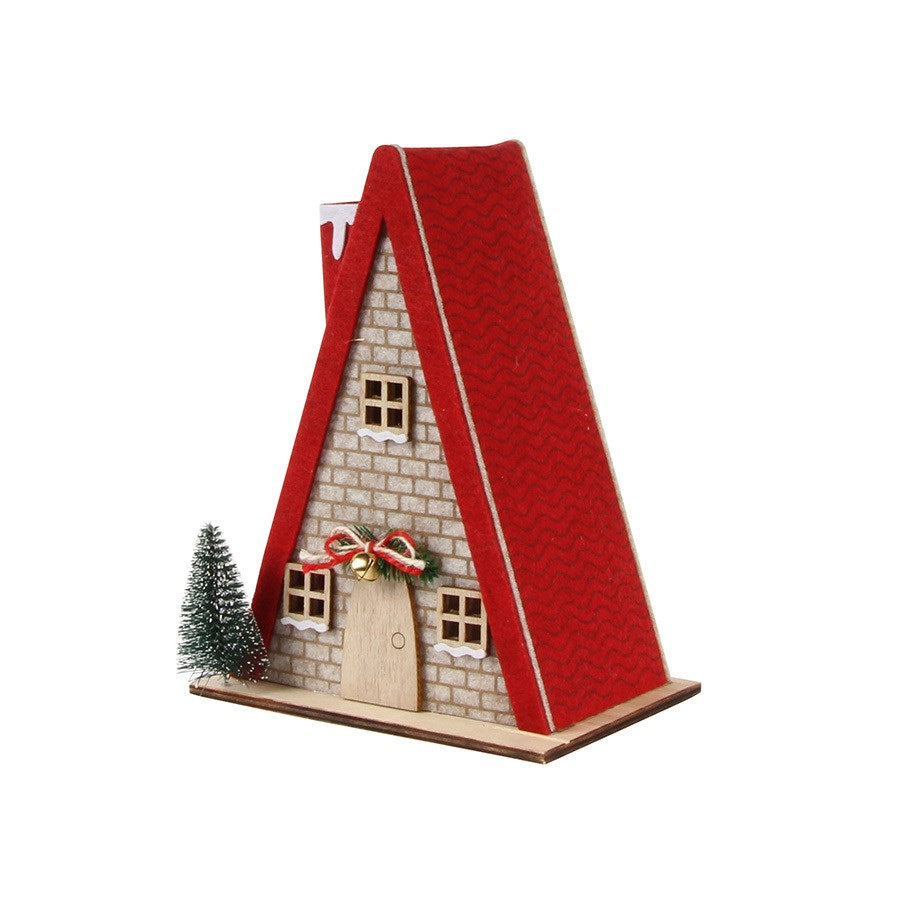 Cozy Chalet LED Felt Village Home Red