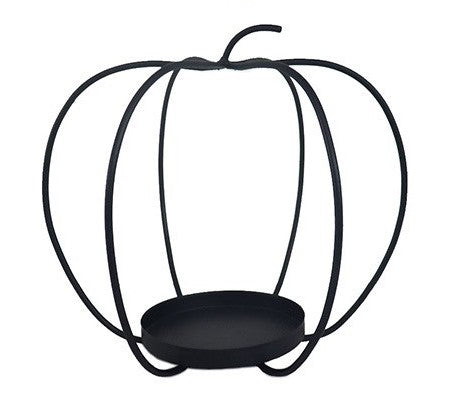 Metal Pumpkin Candle Holder - Black