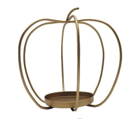 Metal Pumpkin Candle Holder - Gold