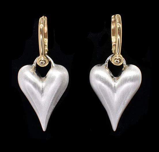 Heart Dangling Silver Matt Copper Based Earring-Gold