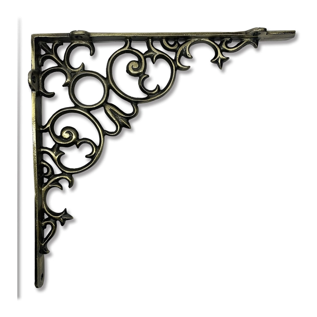Scroll Antique Brass Shelf Bracket