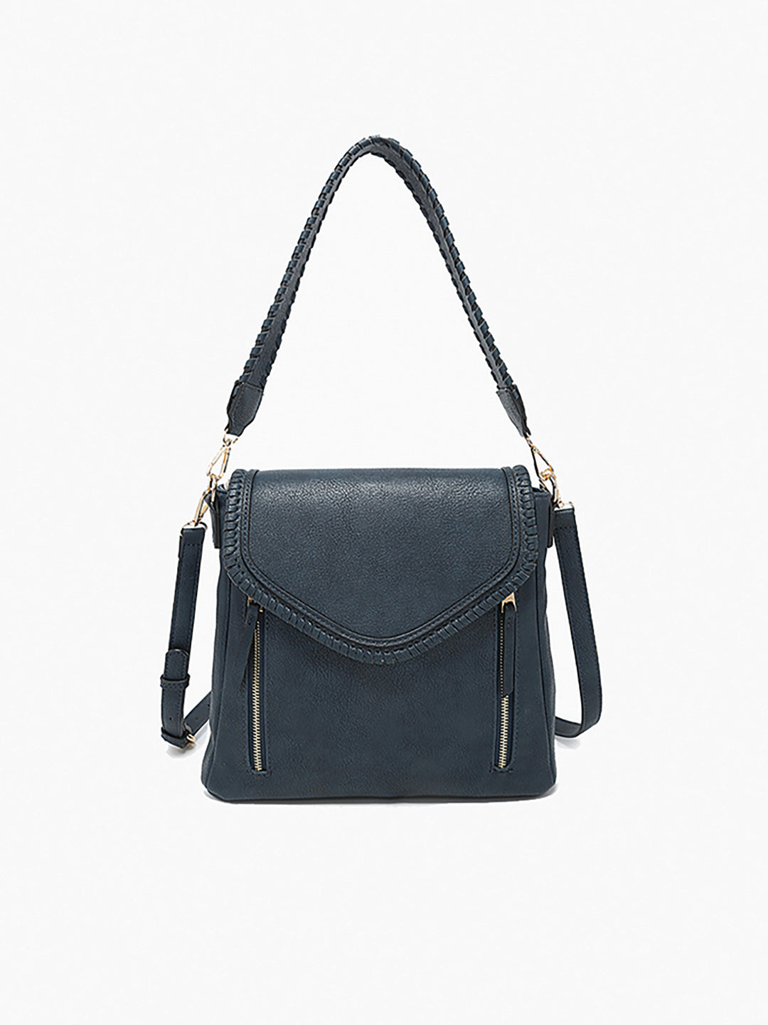 Lorelei Double Zip Whipstitch Trim Crossbody