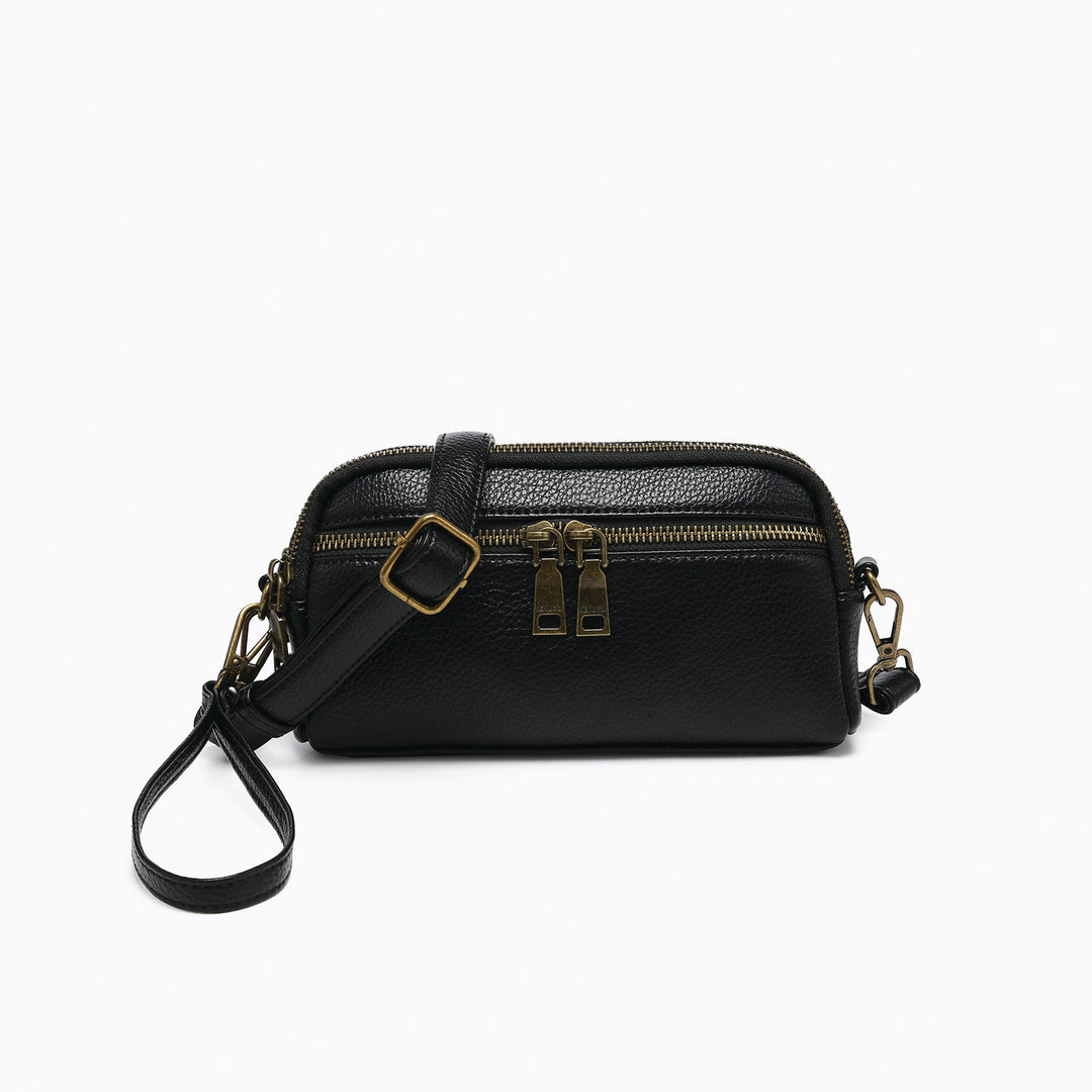 Sunny Dual Compartment Crossbody with Wristlet - Black