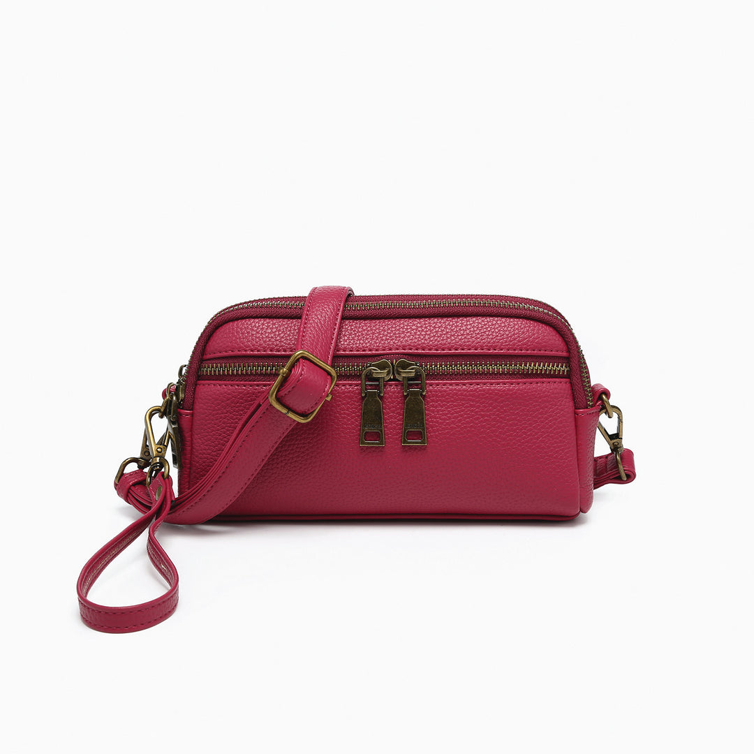 Sunny Dual Compartment Crossbody with Wristlet - Raspberry