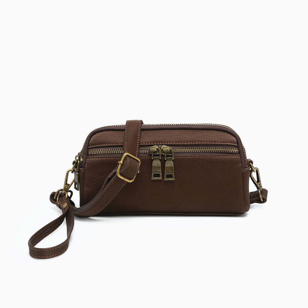 Sunny Dual Compartment Crossbody with Wristlet - Rich Brown