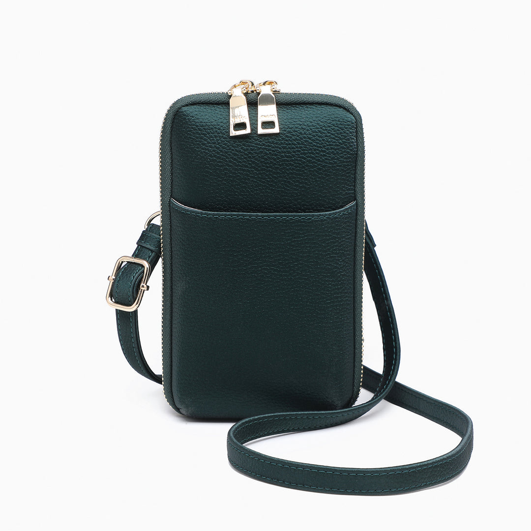 Payton Two-Compartment Crossbody Wallet - Dark Emerald