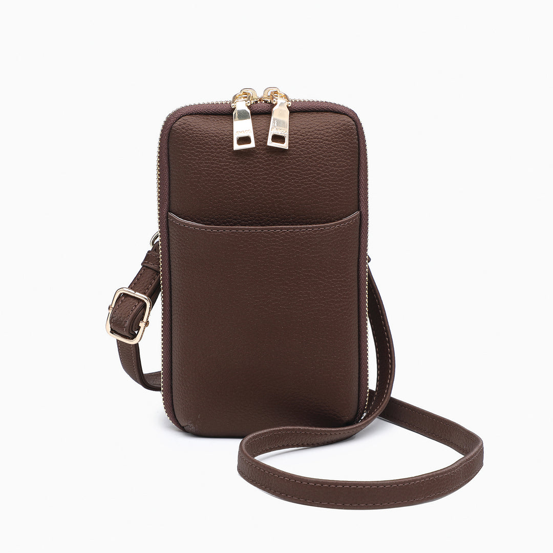 Payton Two-Compartment Crossbody Wallet - Rich Brown