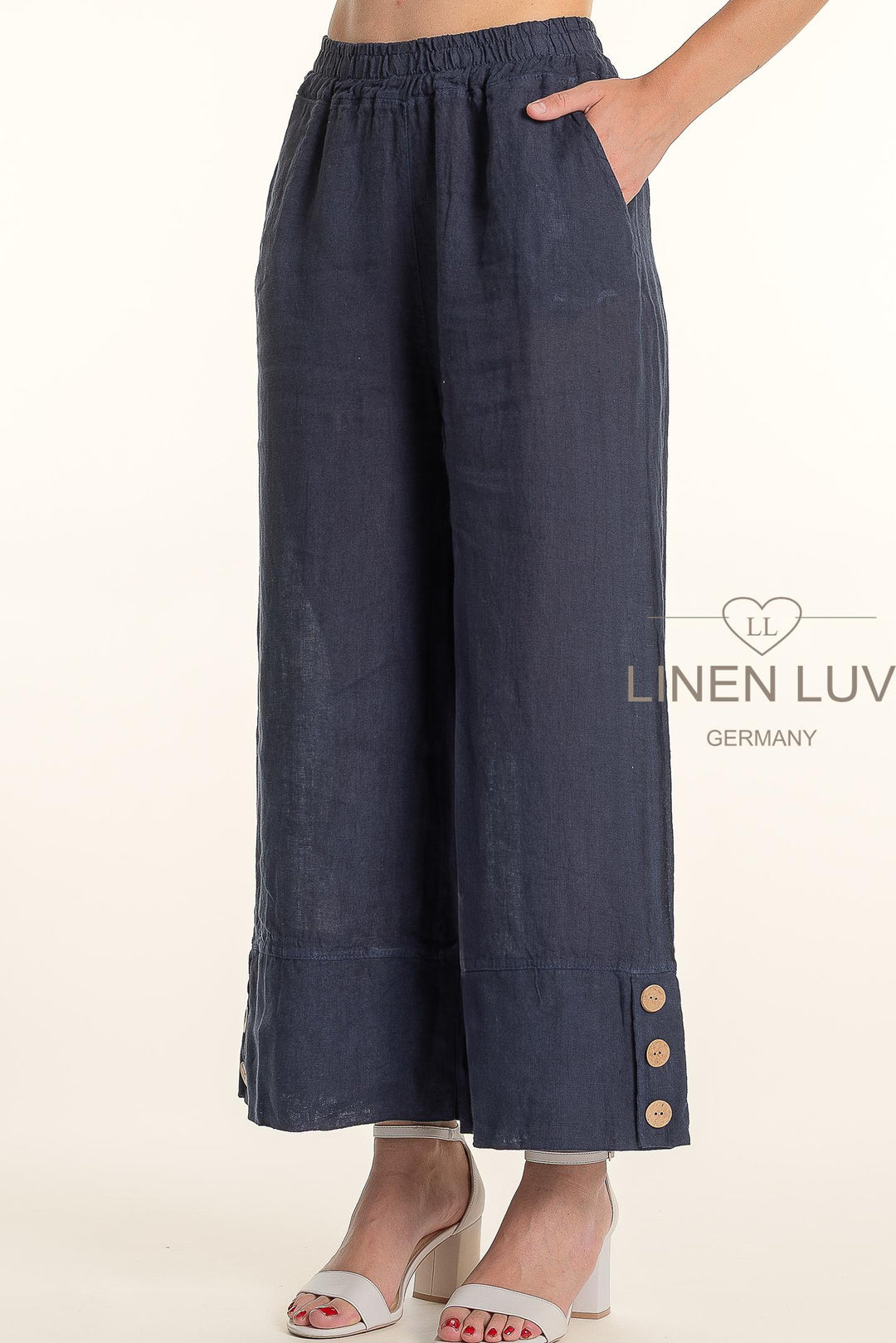 French Linen Pants - Blue