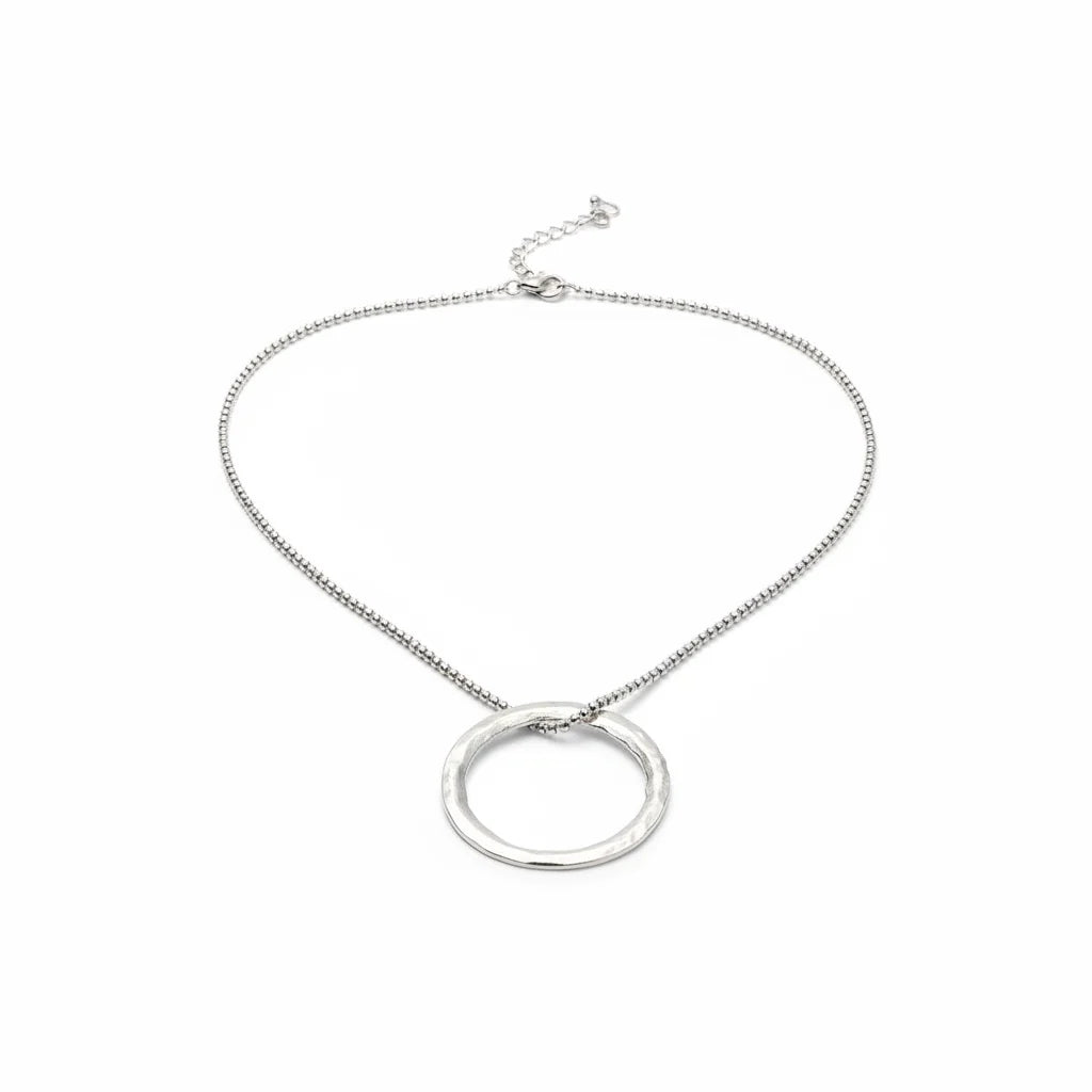 Open Ring Necklace In Silver Plate