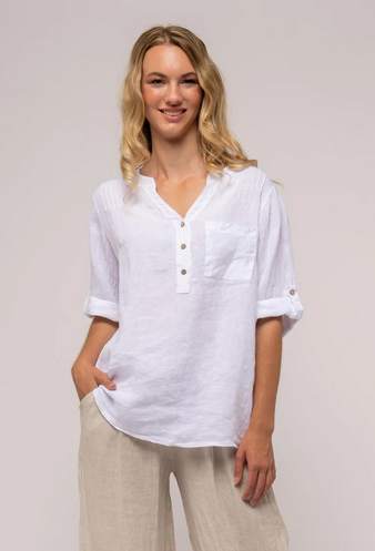French Linen Shirt - Bianco
