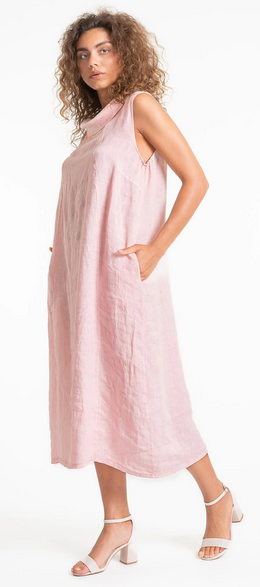 French Linen Dress - Rosa
