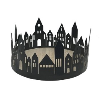 Metal Candle Holder with House