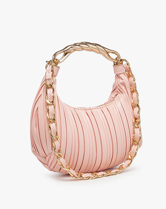 Miriam Vegan Pleated Shoulder Bag - Pink