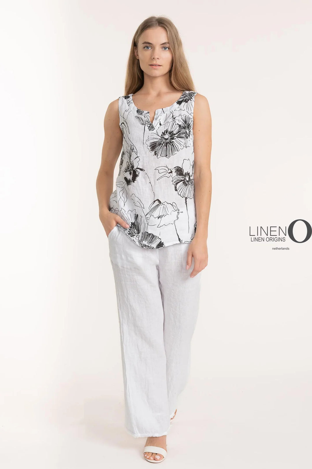 French Linen Top - Bianco
