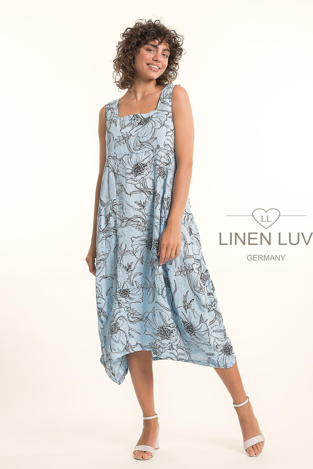 French Linen Dress - Ciel