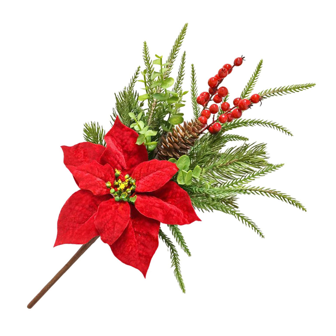 SPRAY POINSETTIA PINE AND EUCALYPTUS