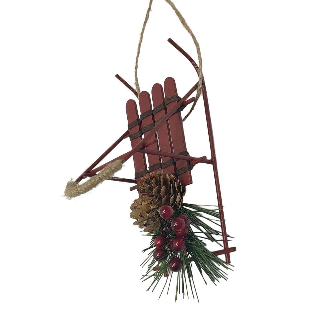 FESTIVE FROST-TIPPED SLED ORNAMENT