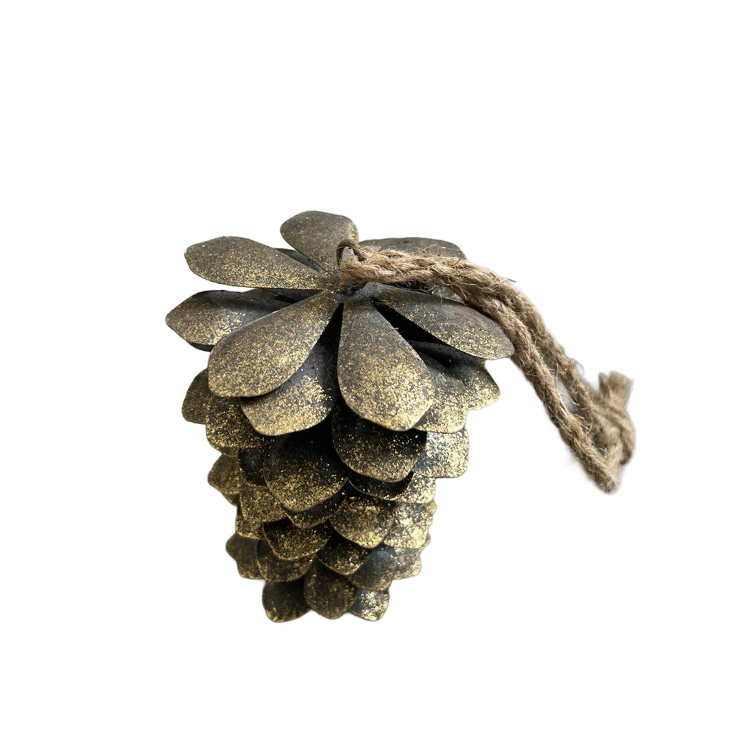 METAL PINE CONE 5″ RUSTIC COPPER BRONZE FINISHED WITH JUTE HANGER