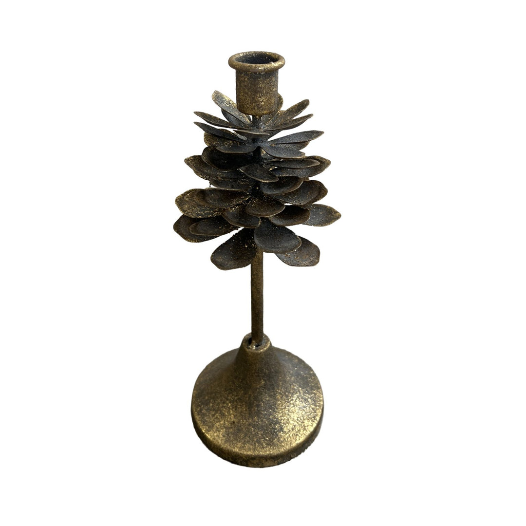 METAL PINE CONE TAPER CANDLE HOLDER 10.5″
