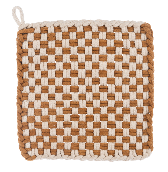 Cotton Crochet Autumn Check Pot Holder Set of 2