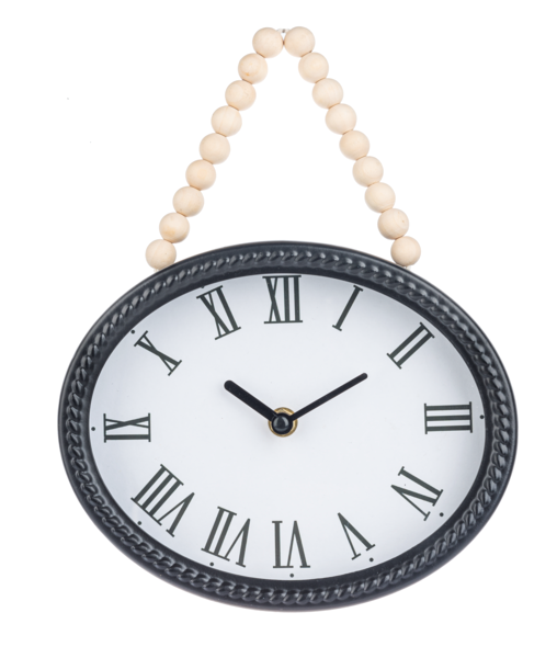 Oval Wall Clock with Bead Hange