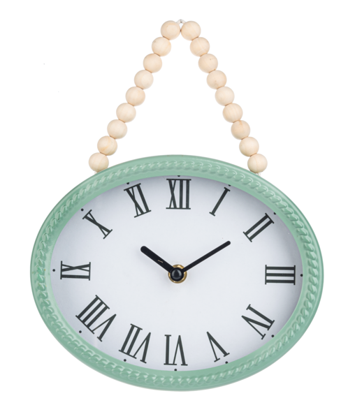 Oval Wall Clock with Bead Hange