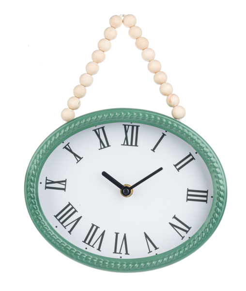Oval Wall Clock with Bead Hange