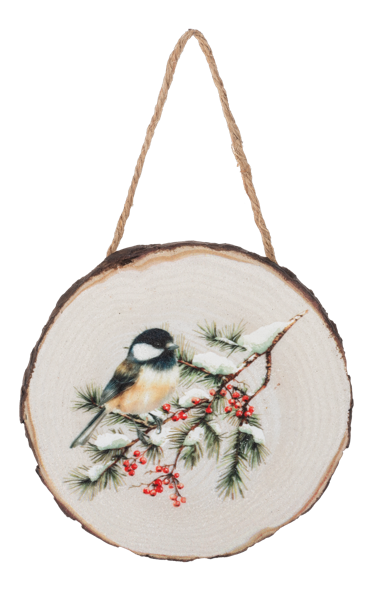 Forest with Bird Wood Slice Ornament