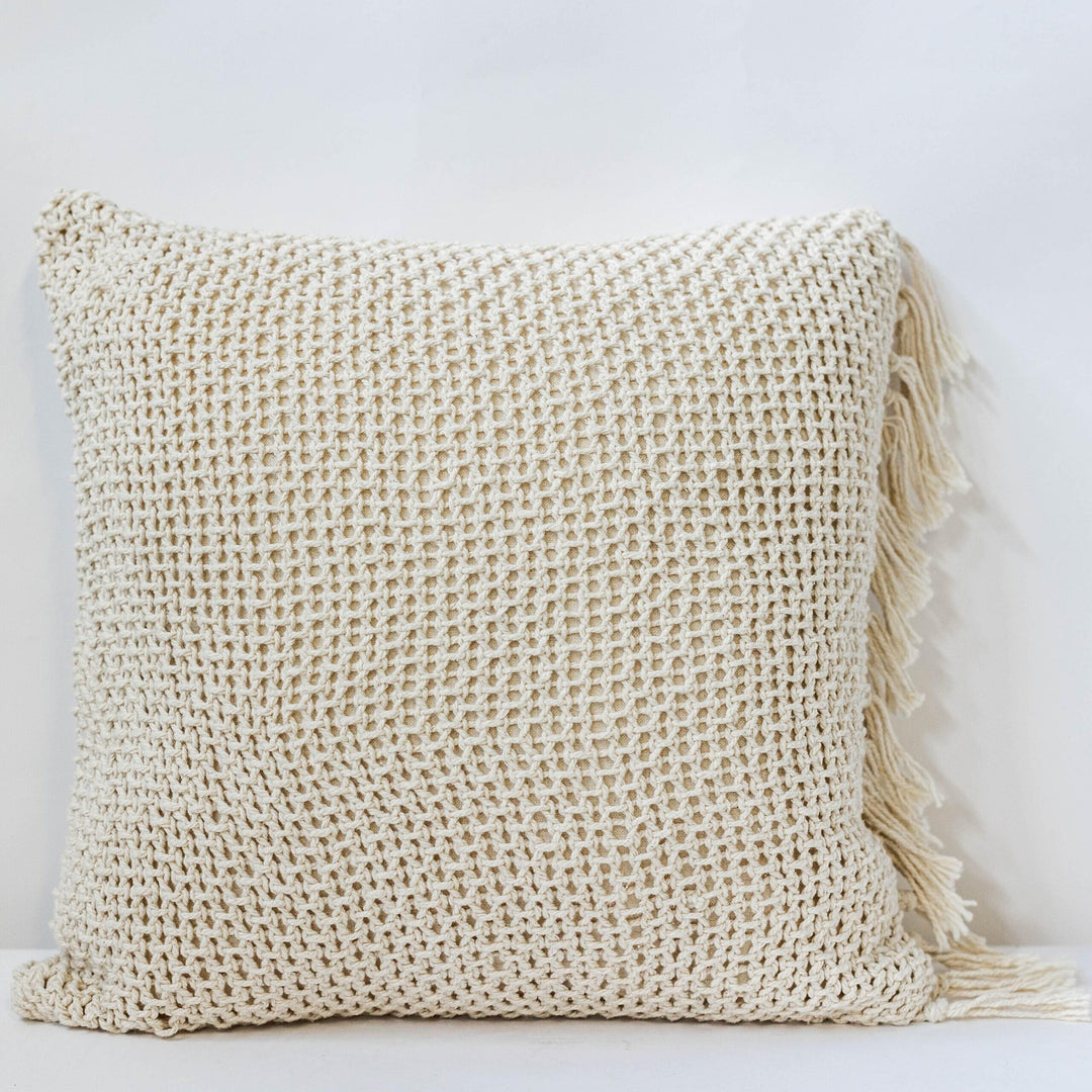Knitted Cushion With Tassels