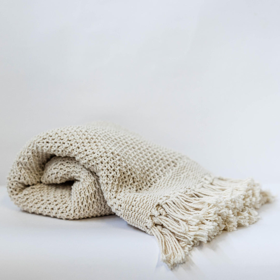 Knitted Throw With Tassels