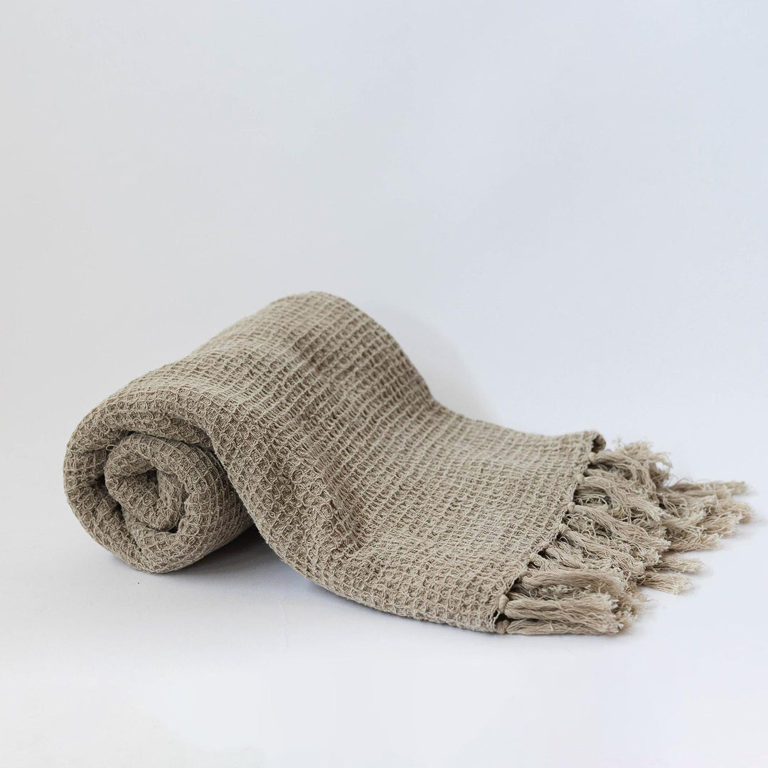 Cotton Waffle Weave Throw - Grey