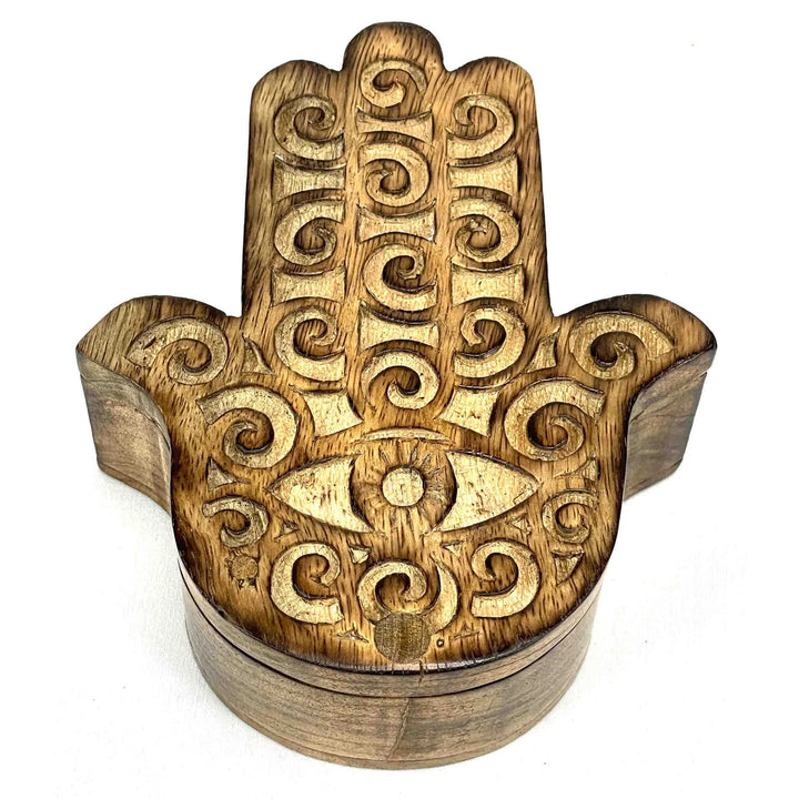Mango Wood Swivel Box - Hamsa