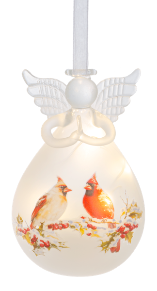 LED Glass Cardinal Angel Ornament (Sold Separately)