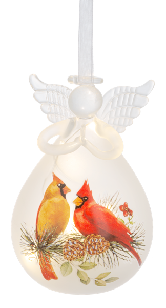 LED Glass Cardinal Angel Ornament (Sold Separately)