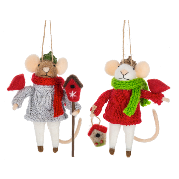 Mouse with Cardinal Ornaments