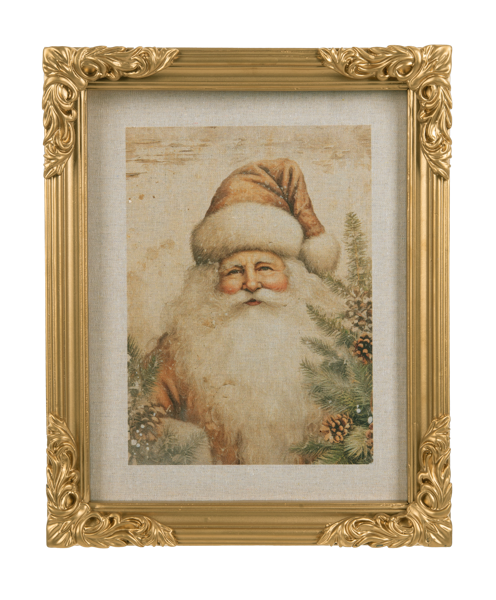Antique Gold Framed Santa Wall Decor