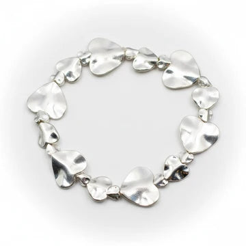 Beaten Heart Bracelet in Silver Plate
