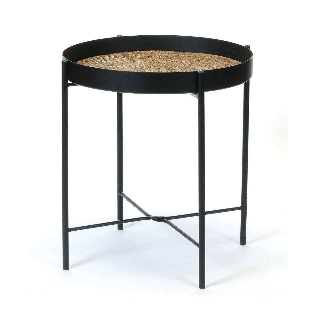Metal and Banana Leaf Side Table Backyard Birder Home & Garden Gift