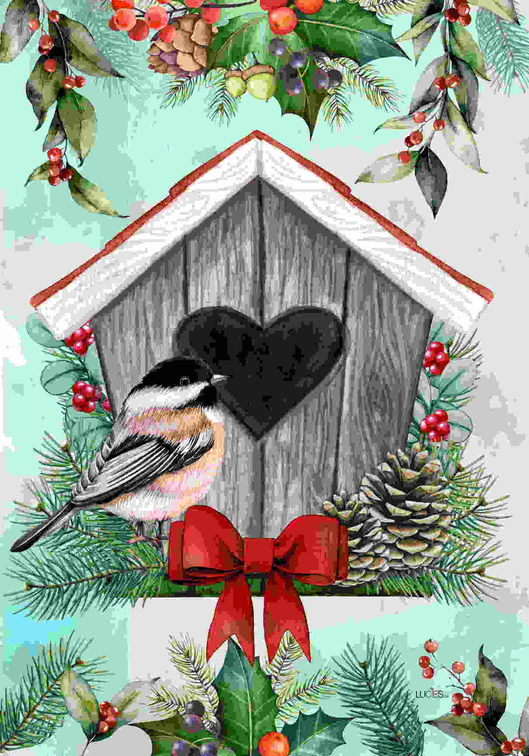 Festive Birdhouse Garden Flag