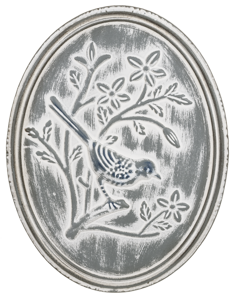 Oval Embossed Bird Wall Decor