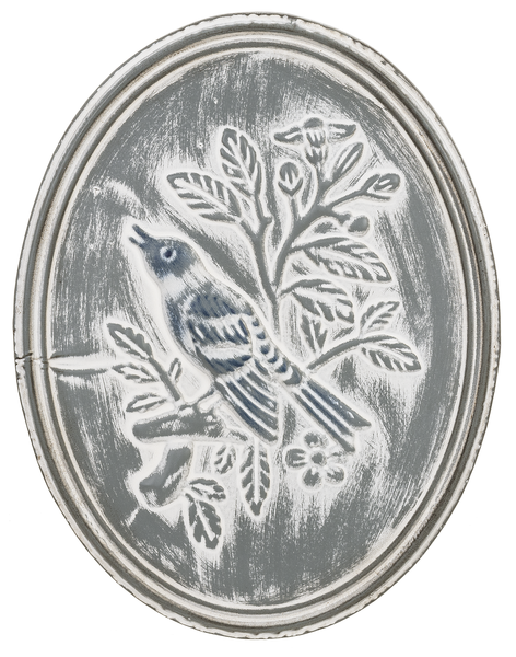 Oval Embossed Bird Wall Decor